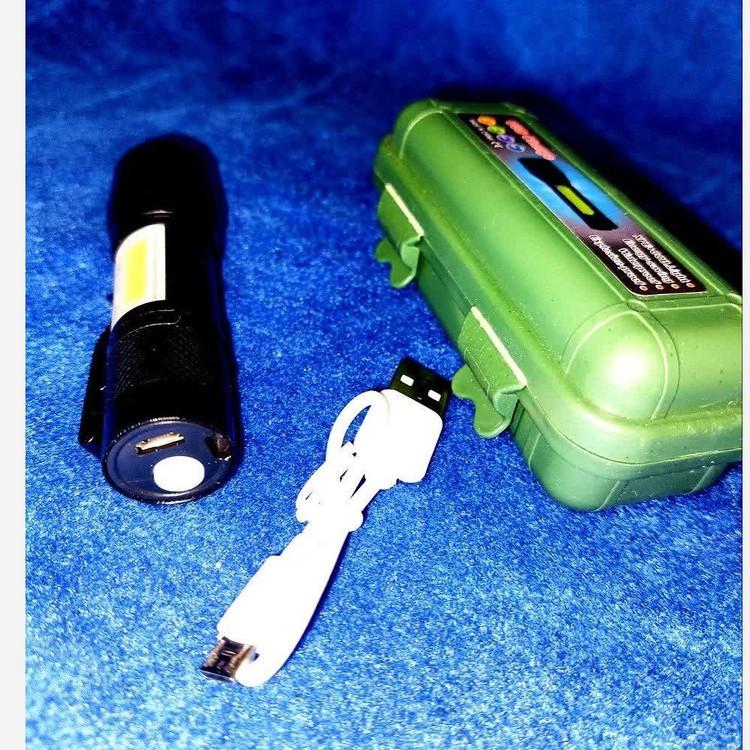 چراغ قوه جیبی زوم دار کمپینگ با چراغ فانوسی و شارژ usb