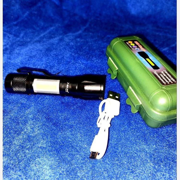 چراغ قوه جیبی زوم دار کمپینگ با چراغ فانوسی و شارژ usb