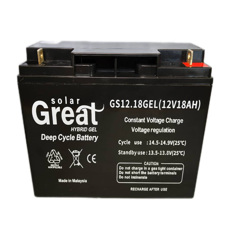 باتری UPS با ولتاژ 12 ولت و شدت جریان 18 آمپرساعت گریت سولار مدل 12V18AH