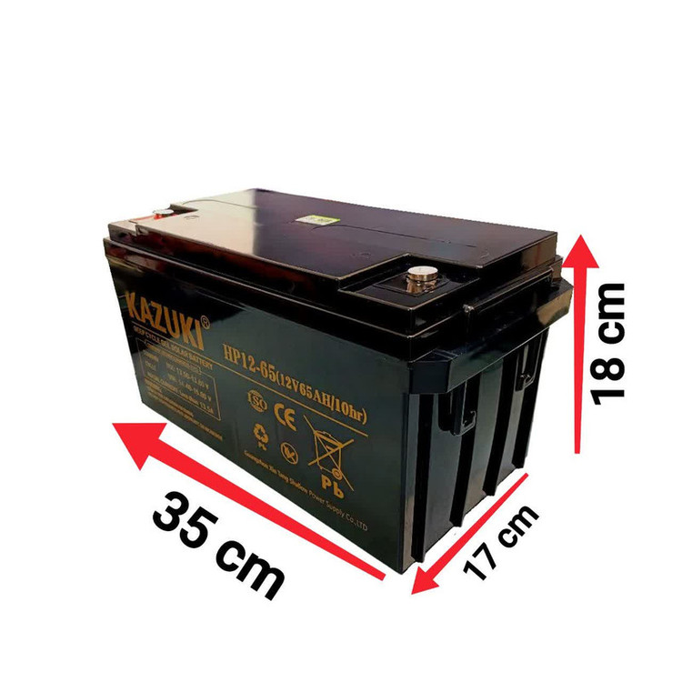 باتری UPS با ولتاژ 12 ولت و شدت جریان 65 آمپرساعت کازوکی مدل HP12-65GEL